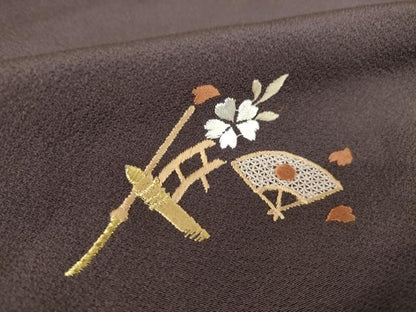 平和屋着物●訪問着　総刺繍　兎花文　金糸　正絹　逸品　未使用　AABL2058ck