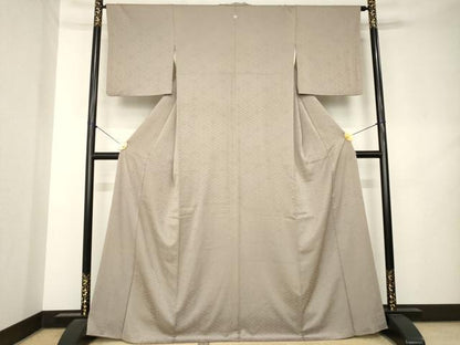 平和屋着物●上質な色無地　花菱地紋　江戸鼠色　正絹　逸品　AABL2059ck