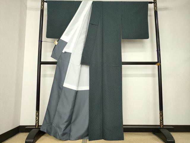 平和屋着物●小紋　市松文　洗える着物　AABL2060ck