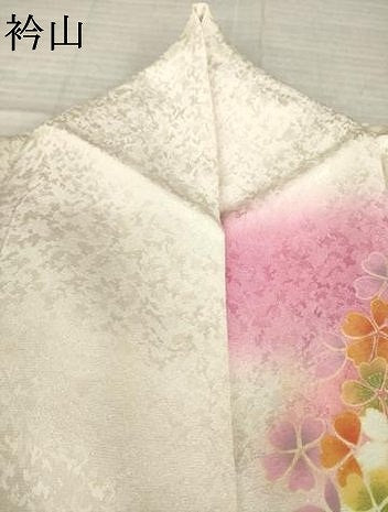 平和屋着物●豪華振袖　舞花文　暈し染め　金銀彩　銀通し地　正絹　逸品　AABL2063ck