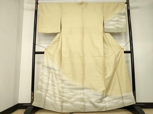 平和屋着物●訪問着　お召地　霞文　暈し染め　正絹　逸品　AABL2067ck