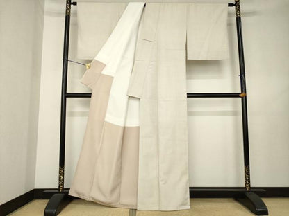 平和屋着物●上質な紬　格子　正絹　逸品　AABL2069ck