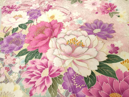 平和屋着物●豪華振袖　刺繍　舞花文　金銀糸　金彩　京都きもの友禅扱い　正絹　逸品　AABL2072ck