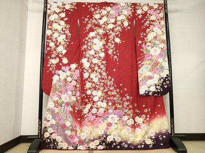 平和屋着物●豪華振袖　花篭文　暈し染め　金銀糸　金銀彩　銀通し地　正絹　逸品　AABL2075ck