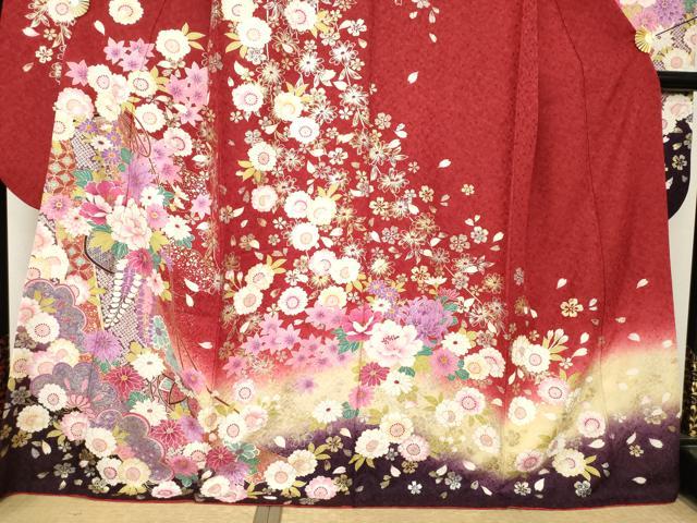 平和屋着物●豪華振袖　花篭文　暈し染め　金銀糸　金銀彩　銀通し地　正絹　逸品　AABL2075ck