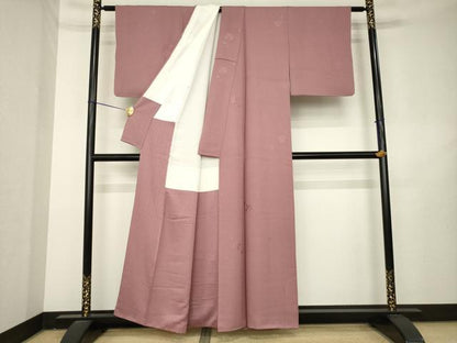 平和屋着物●上質な色無地　南天文　鴇浅葱地色　反端付き　正絹　逸品　AABL2076ck