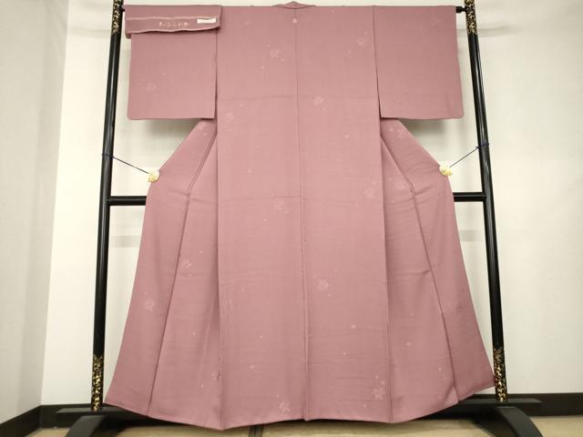 平和屋着物●上質な色無地　南天文　鴇浅葱地色　反端付き　正絹　逸品　AABL2076ck