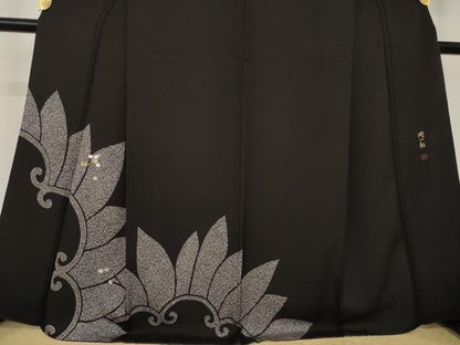 平和屋着物●周一郎　訪問着　螺鈿　草花文　金彩　正絹　逸品　AABL2078ck