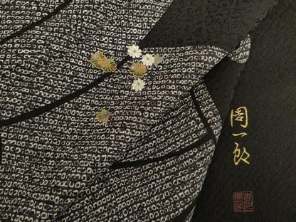 平和屋着物●周一郎　訪問着　螺鈿　草花文　金彩　正絹　逸品　AABL2078ck