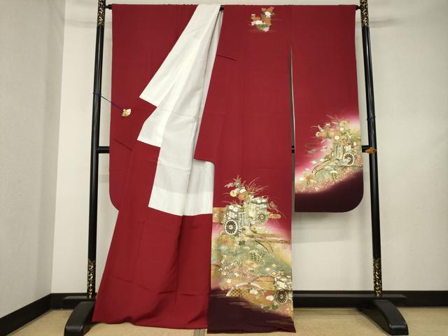 平和屋着物●豪華振袖　御所車花文　暈し染め　金彩　鈴乃屋扱い　正絹　逸品　AABL2081ck