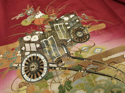平和屋着物●豪華振袖　御所車花文　暈し染め　金彩　鈴乃屋扱い　正絹　逸品　AABL2081ck