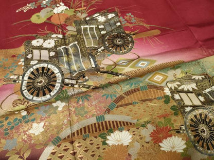 平和屋着物●豪華振袖　御所車花文　暈し染め　金彩　鈴乃屋扱い　正絹　逸品　AABL2081ck