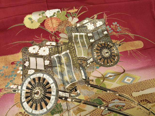 平和屋着物●豪華振袖　御所車花文　暈し染め　金彩　鈴乃屋扱い　正絹　逸品　AABL2081ck