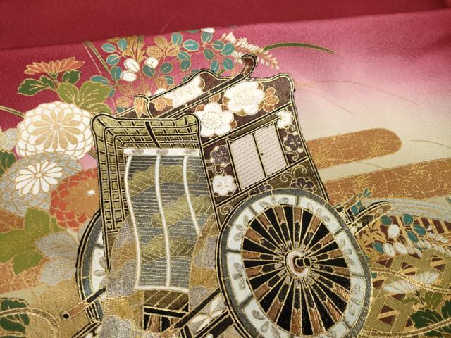 平和屋着物●豪華振袖　御所車花文　暈し染め　金彩　鈴乃屋扱い　正絹　逸品　AABL2081ck