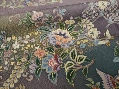 平和屋着物●訪問着　横段更紗花文　金彩　正絹　逸品　AABL2085ck