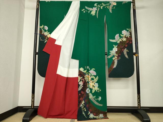 平和屋着物●豪華振袖　更紗花文　暈し染め　金彩　正絹　逸品　AABL2086ck