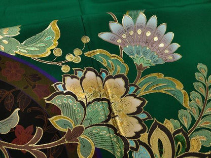 平和屋着物●豪華振袖　更紗花文　暈し染め　金彩　正絹　逸品　AABL2086ck