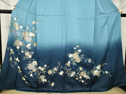 平和屋着物●英王室献上友禅作家　木下勝功　訪問着　更紗花文　暈し染め　金銀彩　ラインストーン　正絹　逸品　AABL2087ck