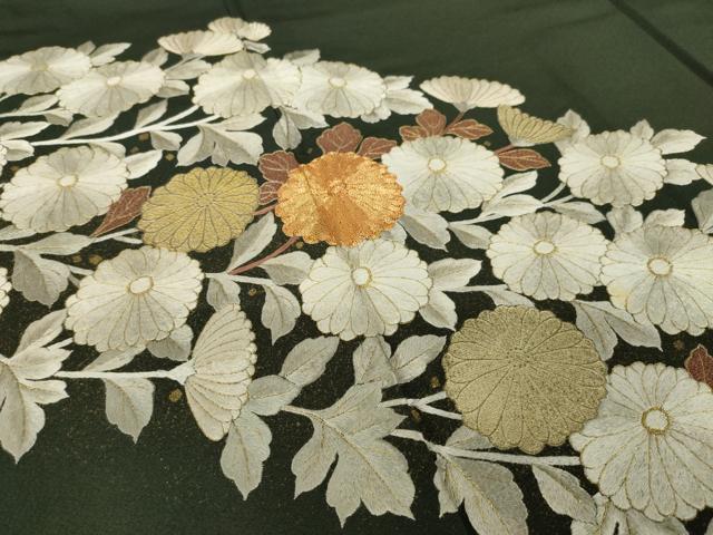 平和屋着物●豪華色留袖　駒刺繍　菊尽くし　金糸　金彩　ますいわ屋扱い　正絹　逸品　AABL2088ck