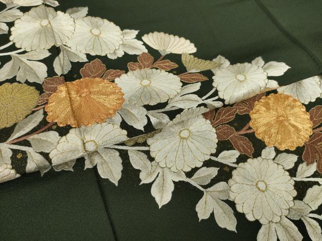 平和屋着物●豪華色留袖　駒刺繍　菊尽くし　金糸　金彩　ますいわ屋扱い　正絹　逸品　AABL2088ck