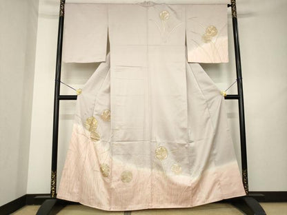 平和屋着物●訪問着　雪輪花文　暈し染め　金彩　正絹　逸品　AABL2092ck