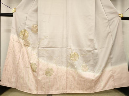 平和屋着物●訪問着　雪輪花文　暈し染め　金彩　正絹　逸品　AABL2092ck