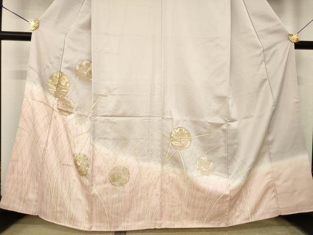 平和屋着物●訪問着　雪輪花文　暈し染め　金彩　正絹　逸品　AABL2092ck