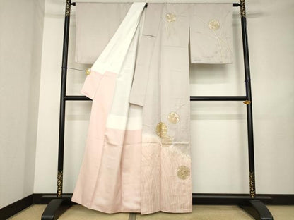 平和屋着物●訪問着　雪輪花文　暈し染め　金彩　正絹　逸品　AABL2092ck