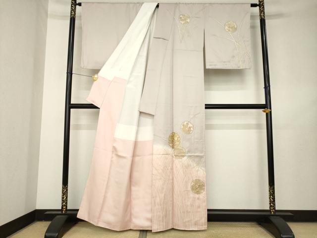 平和屋着物●訪問着　雪輪花文　暈し染め　金彩　正絹　逸品　AABL2092ck