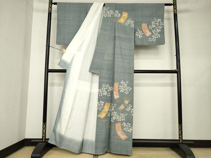 平和屋着物●訪問着　生紬地　絞り　短冊文　正絹　逸品　AABL2097ck