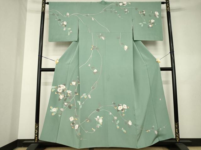 平和屋着物●訪問着　友禅　作家物　枝椿　正絹　逸品　AABL2098ck