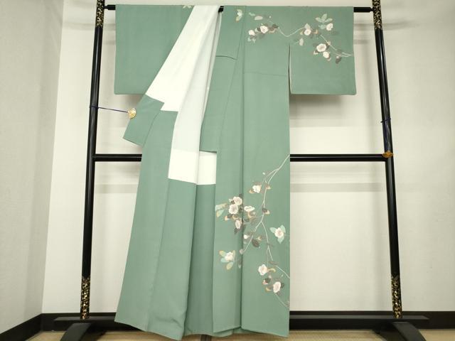 平和屋着物●訪問着　友禅　作家物　枝椿　正絹　逸品　AABL2098ck