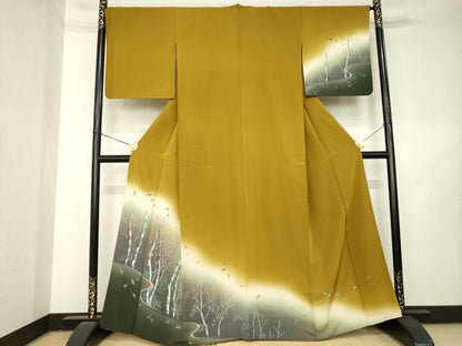 平和屋着物●訪問着　螺鈿　樹林文　暈し染め　金彩　正絹　逸品　AABL2099ck