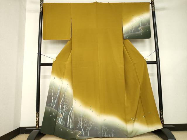 平和屋着物●訪問着　螺鈿　樹林文　暈し染め　金彩　正絹　逸品　AABL2099ck
