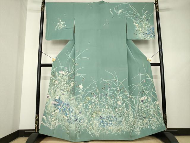平和屋着物●本加賀友禅作家　柿本市郎　訪問着　花蝶文　大丸扱い　正絹　逸品　AABL2100ck