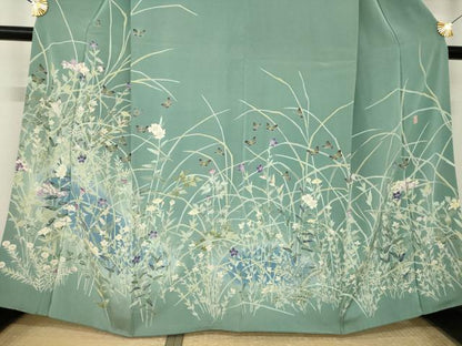 平和屋着物●本加賀友禅作家　柿本市郎　訪問着　花蝶文　大丸扱い　正絹　逸品　AABL2100ck