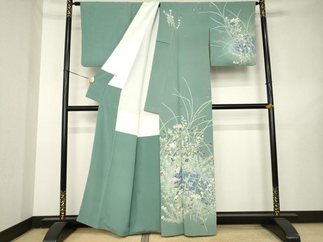 平和屋着物●本加賀友禅作家　柿本市郎　訪問着　花蝶文　大丸扱い　正絹　逸品　AABL2100ck