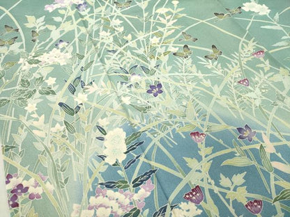 平和屋着物●本加賀友禅作家　柿本市郎　訪問着　花蝶文　大丸扱い　正絹　逸品　AABL2100ck