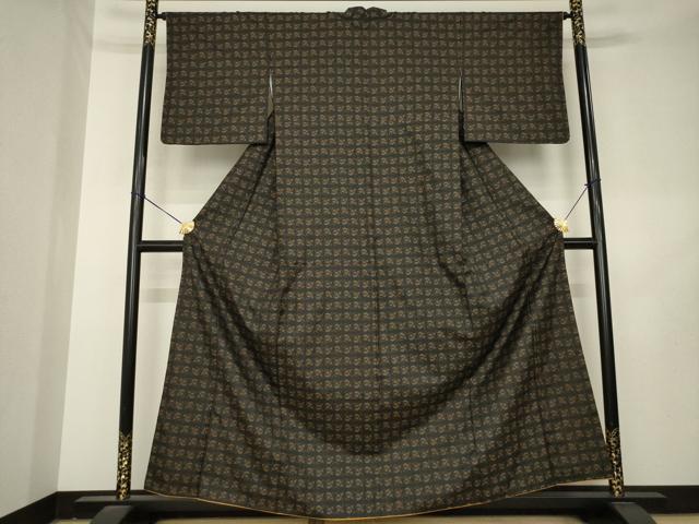 平和屋着物●本場縞大島紬　瓢箪　正絹　逸品　AABL2108ck