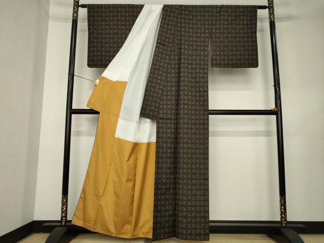 平和屋着物●本場縞大島紬　瓢箪　正絹　逸品　AABL2108ck