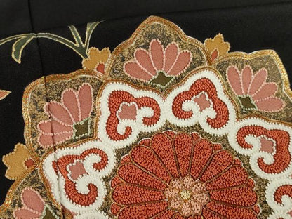 平和屋着物●豪華黒留袖　中国三大刺繍　相良刺繍　駒刺繍　正倉院更紗花文　金彩　正絹　逸品　AABL2112ck