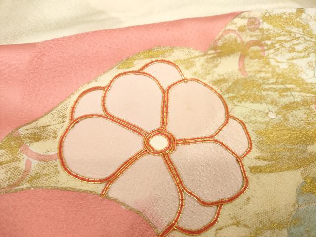 平和屋着物●豪華振袖　駒刺繍　花唐草文　金彩　正絹　逸品　AABL2114ck