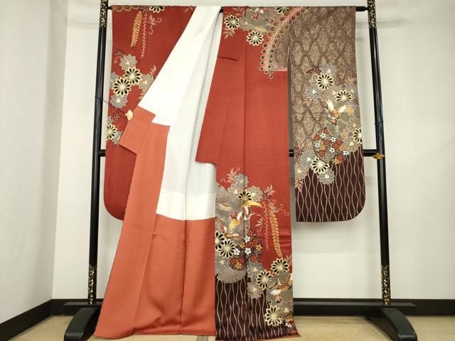 平和屋着物●谷崎潤一郎の世界　振袖　駒刺繍　雪輪飛鶴宝尽くし　正絹　逸品　AABL2117ck