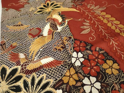 平和屋着物●谷崎潤一郎の世界　振袖　駒刺繍　雪輪飛鶴宝尽くし　正絹　逸品　AABL2117ck