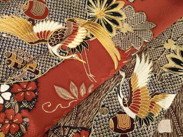 平和屋着物●谷崎潤一郎の世界　振袖　駒刺繍　雪輪飛鶴宝尽くし　正絹　逸品　AABL2117ck