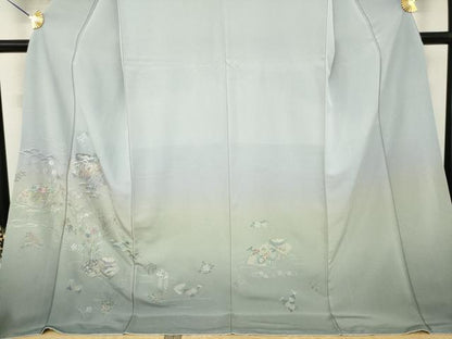 平和屋着物●訪問着　中国三大刺繍　相良刺繍　総刺繍　貝桶花文　暈し染め　金糸　ロング丈　正絹　逸品　AABL2118ck