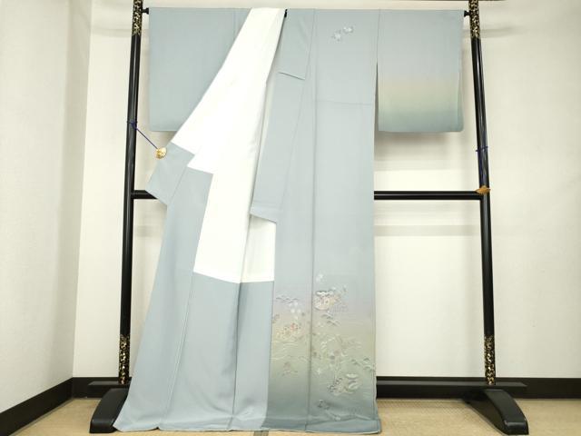 平和屋着物●訪問着　中国三大刺繍　相良刺繍　総刺繍　貝桶花文　暈し染め　金糸　ロング丈　正絹　逸品　AABL2118ck