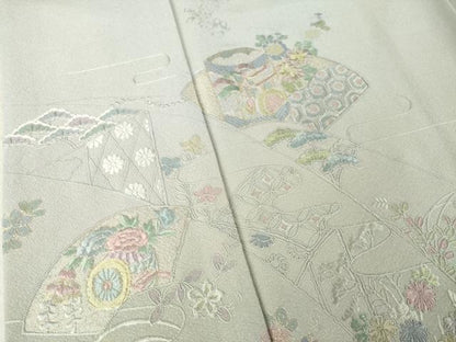 平和屋着物●訪問着　中国三大刺繍　相良刺繍　総刺繍　貝桶花文　暈し染め　金糸　ロング丈　正絹　逸品　AABL2118ck