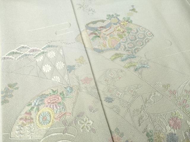 平和屋着物●訪問着　中国三大刺繍　相良刺繍　総刺繍　貝桶花文　暈し染め　金糸　ロング丈　正絹　逸品　AABL2118ck