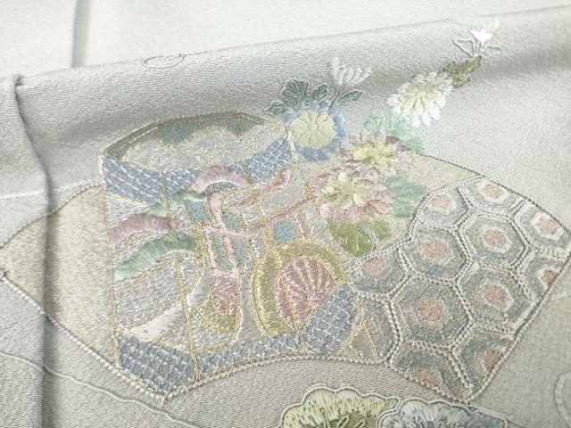 平和屋着物●訪問着　中国三大刺繍　相良刺繍　総刺繍　貝桶花文　暈し染め　金糸　ロング丈　正絹　逸品　AABL2118ck